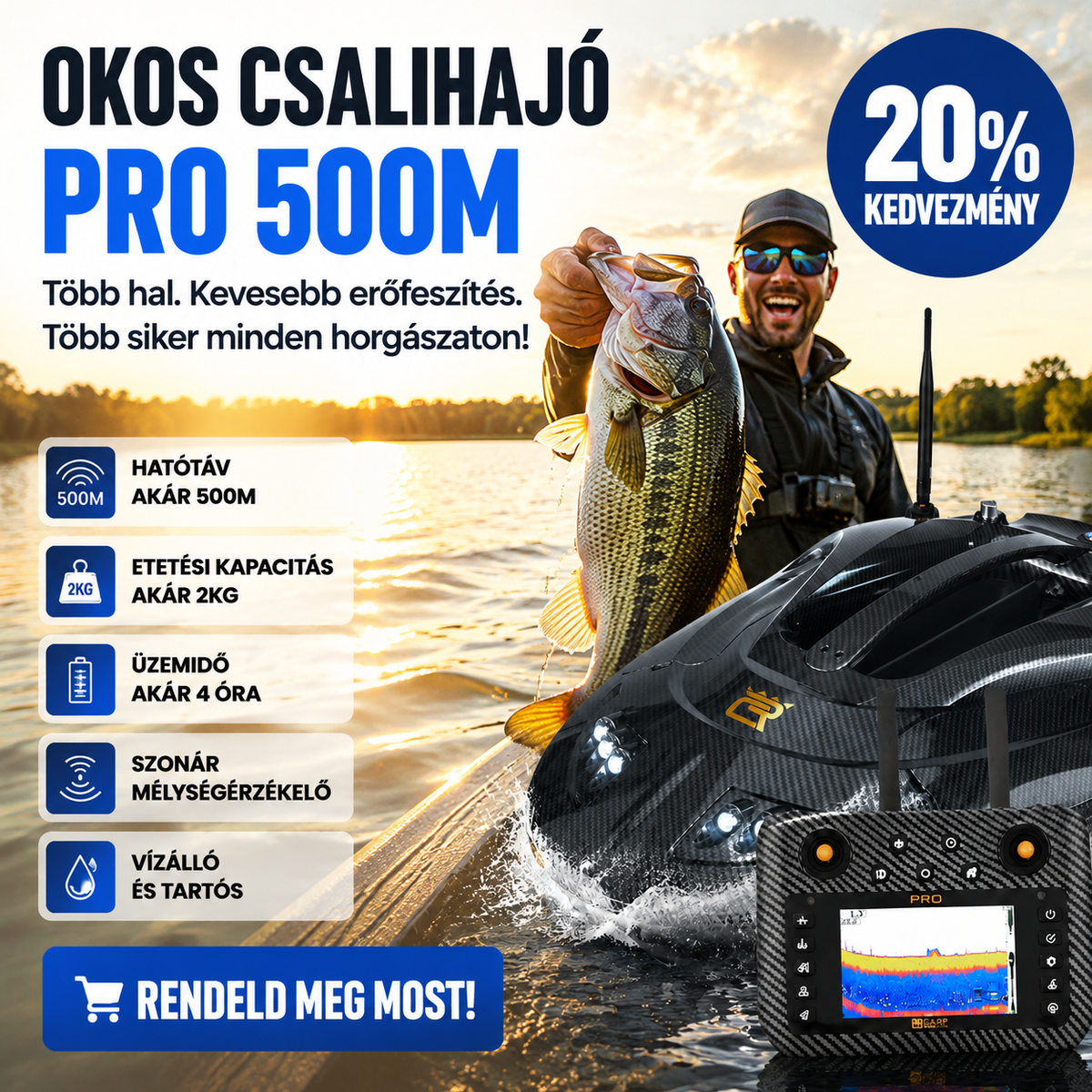 GPS-es etetőhajó halradarral