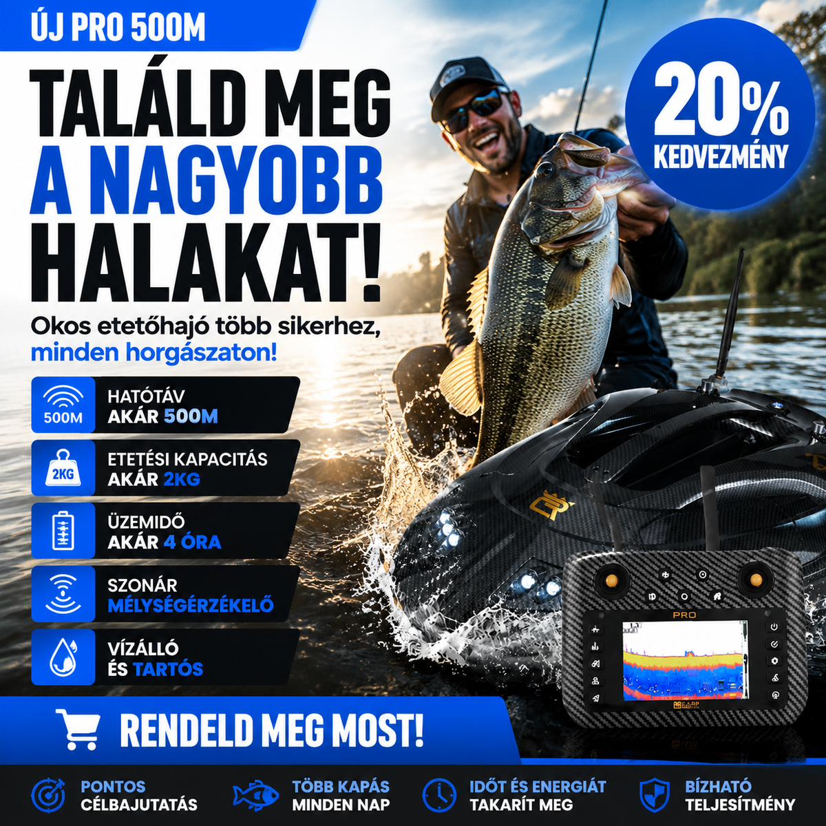 GPS-es etetőhajó halradarral