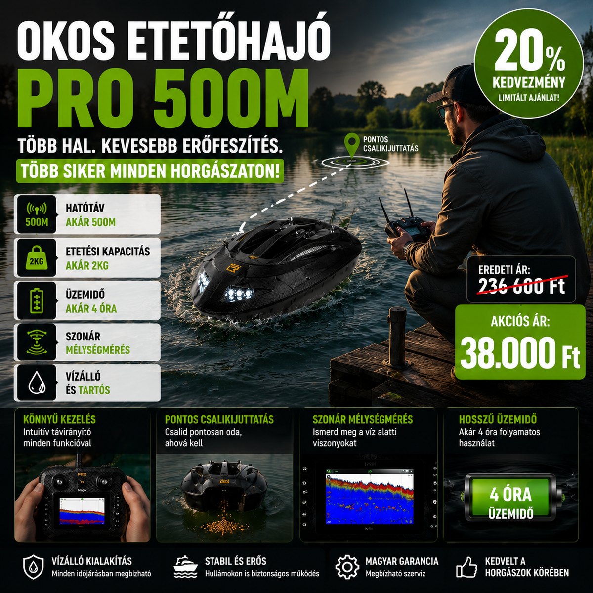 GPS-es etetőhajó halradarral
